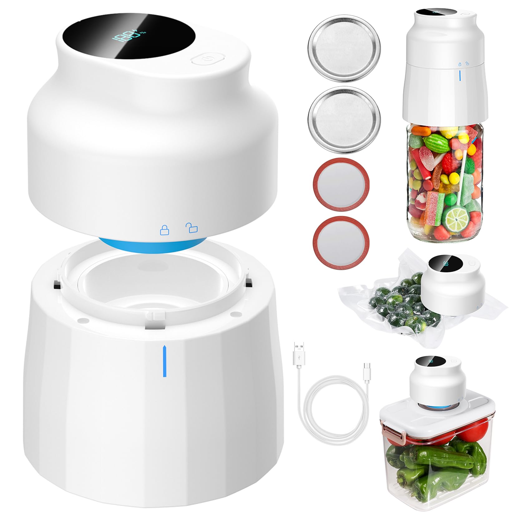 Afontoto sellador vacio para tarro Mason boca ancha conserva alimentos por más tiempo