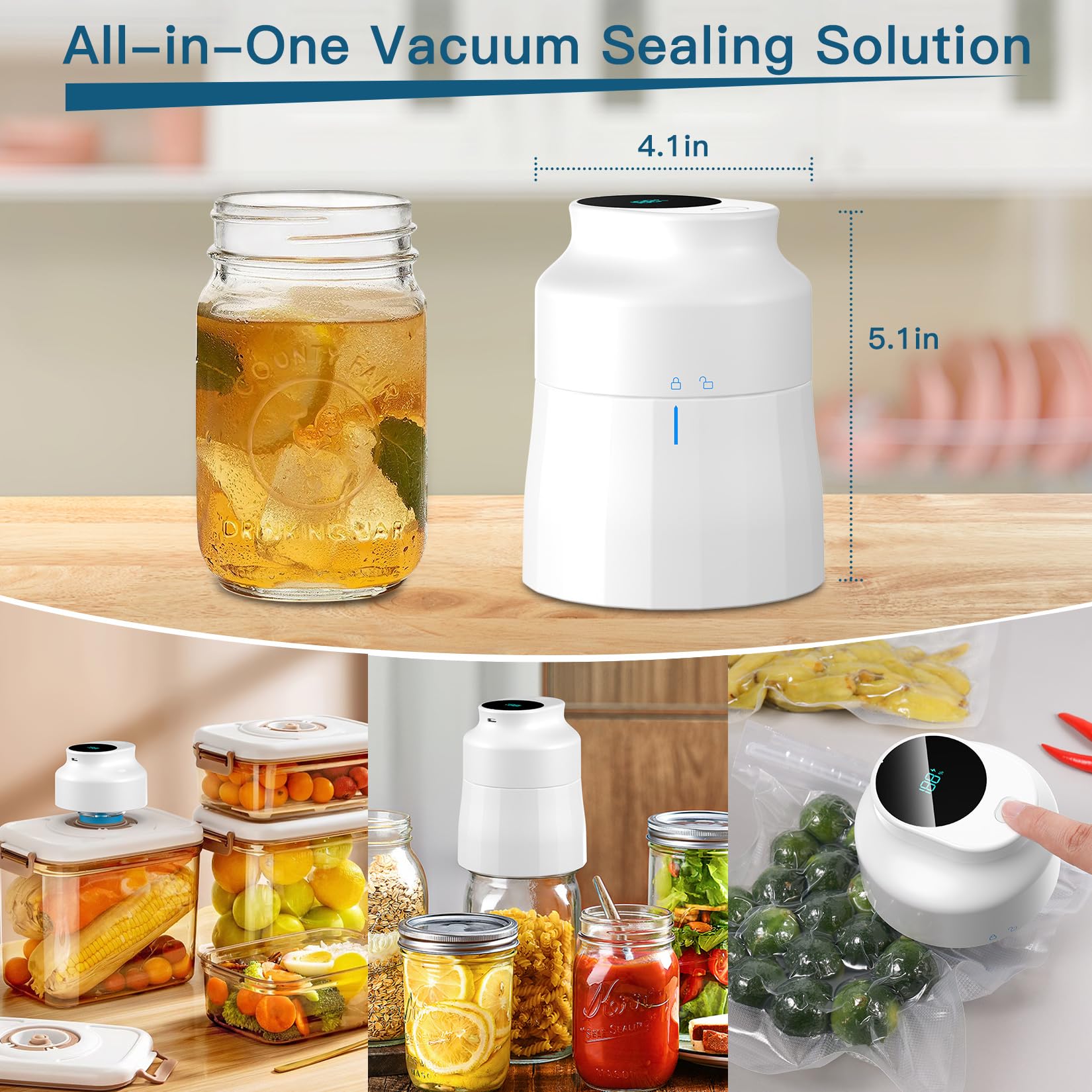 Afontoto sellador vacio para tarro Mason boca estandar conserva porciones de comida