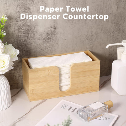 AFOROEOA dispensador de bambú colocado en mesa de cocina para fácil acceso.