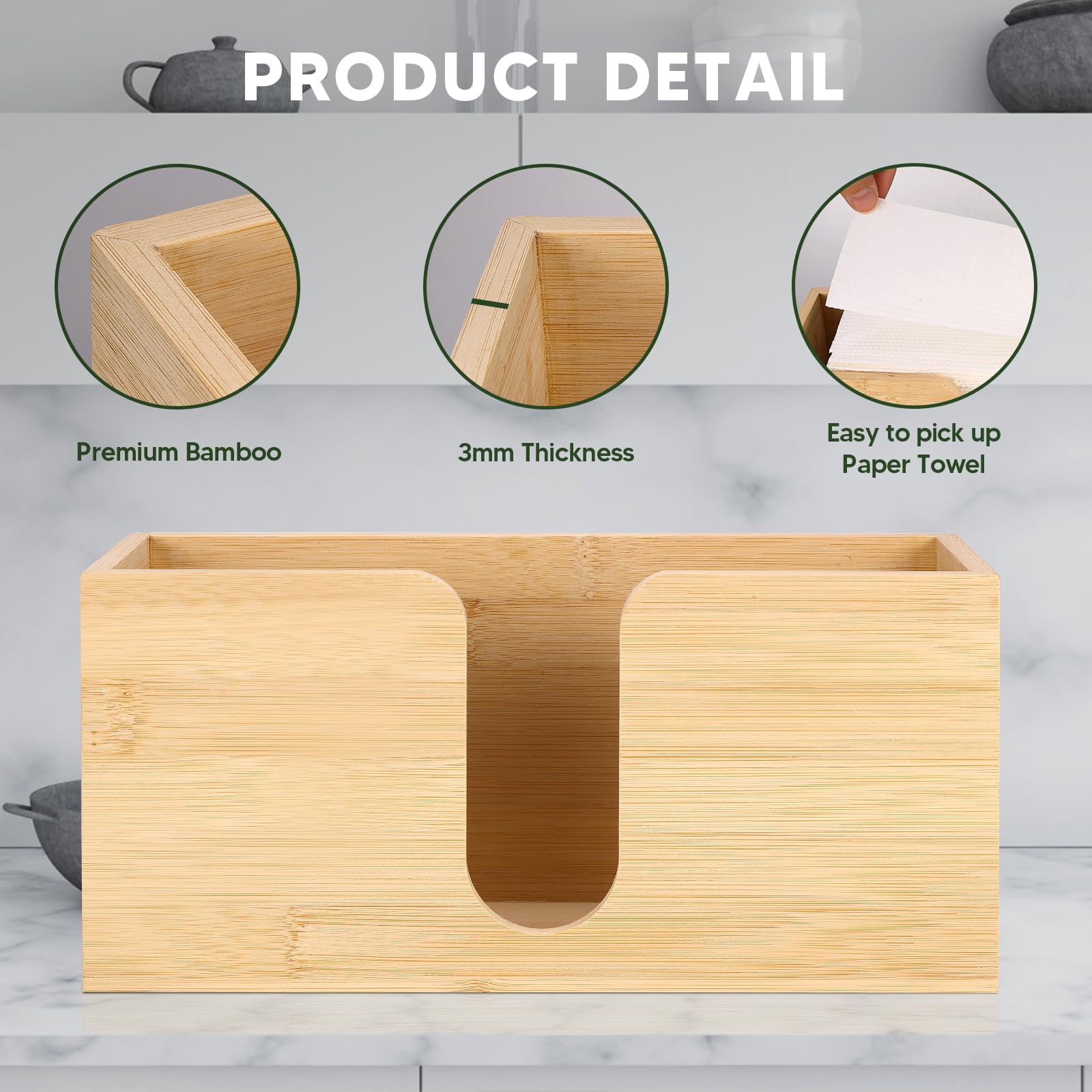 Montaje en pared con AFOROEOA, dispensador de bambú para ahorro de espacio.