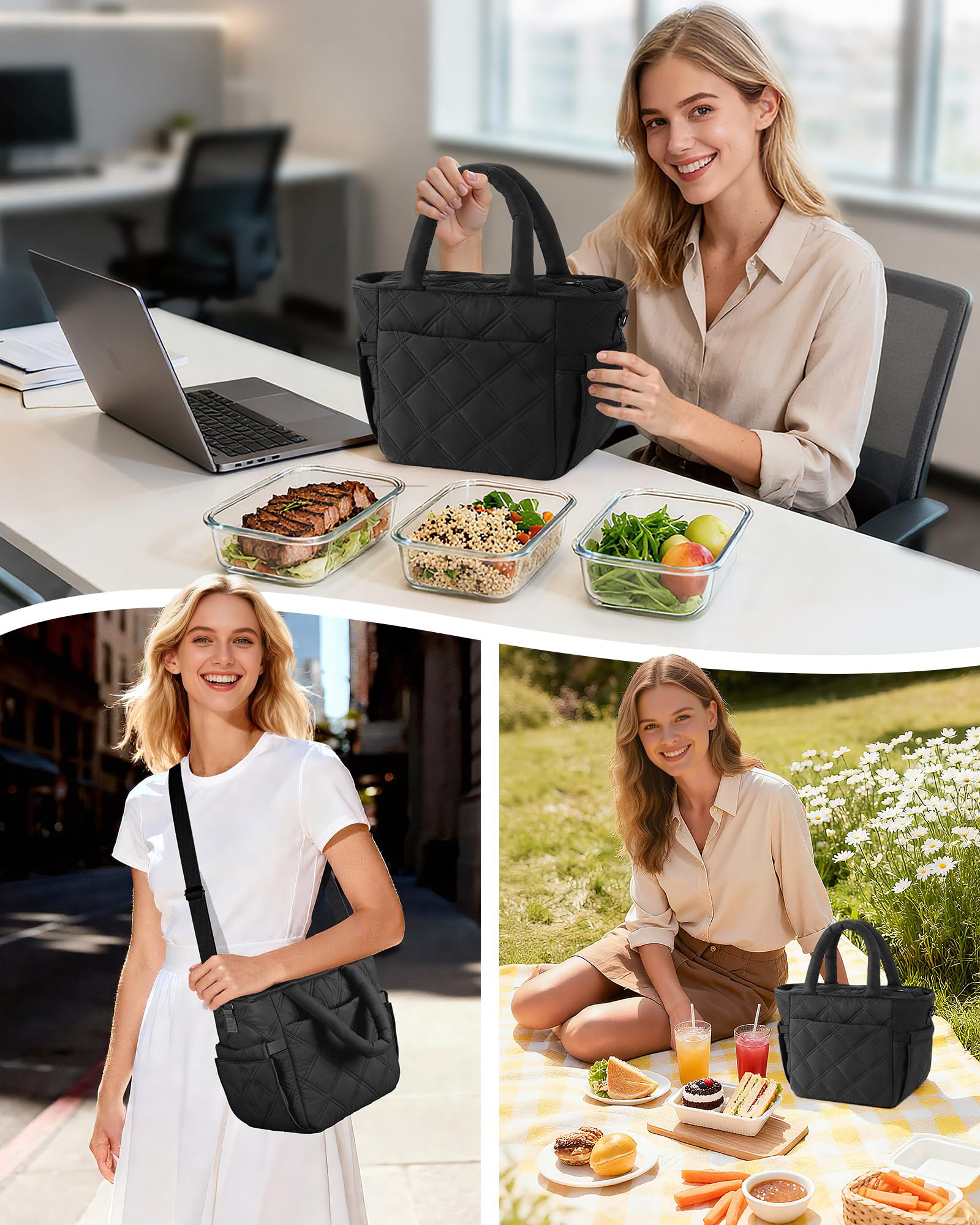 Afousy bolsa de almuerzo aislada tejido impermeable que resiste manchas y derrames.
