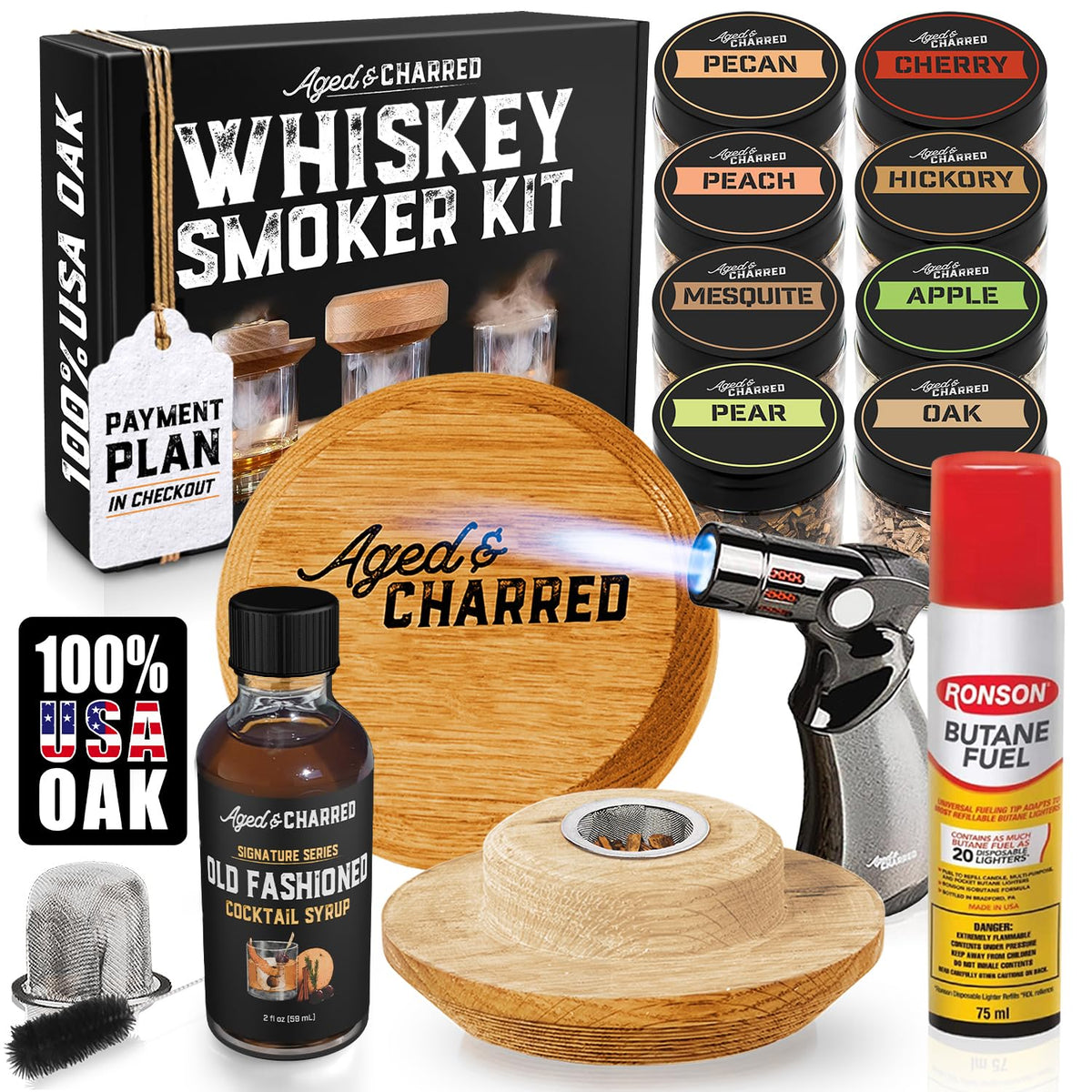 Kit de humo Aged & Charred para whiskey, frontal, infunde aroma ahumado en casa.