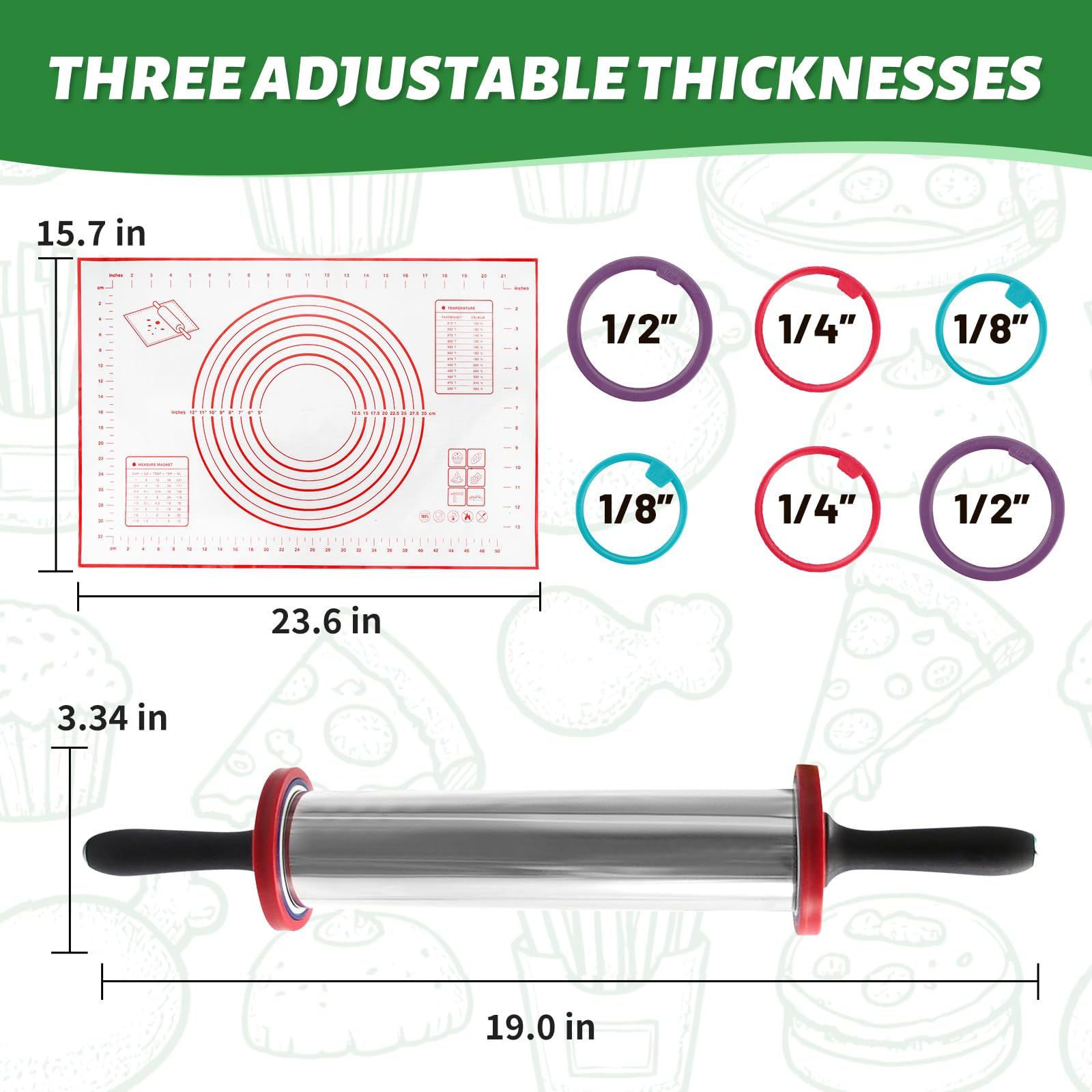 AGIgear anillos desmontables permiten grosor preciso para masa de pizza o pasteles