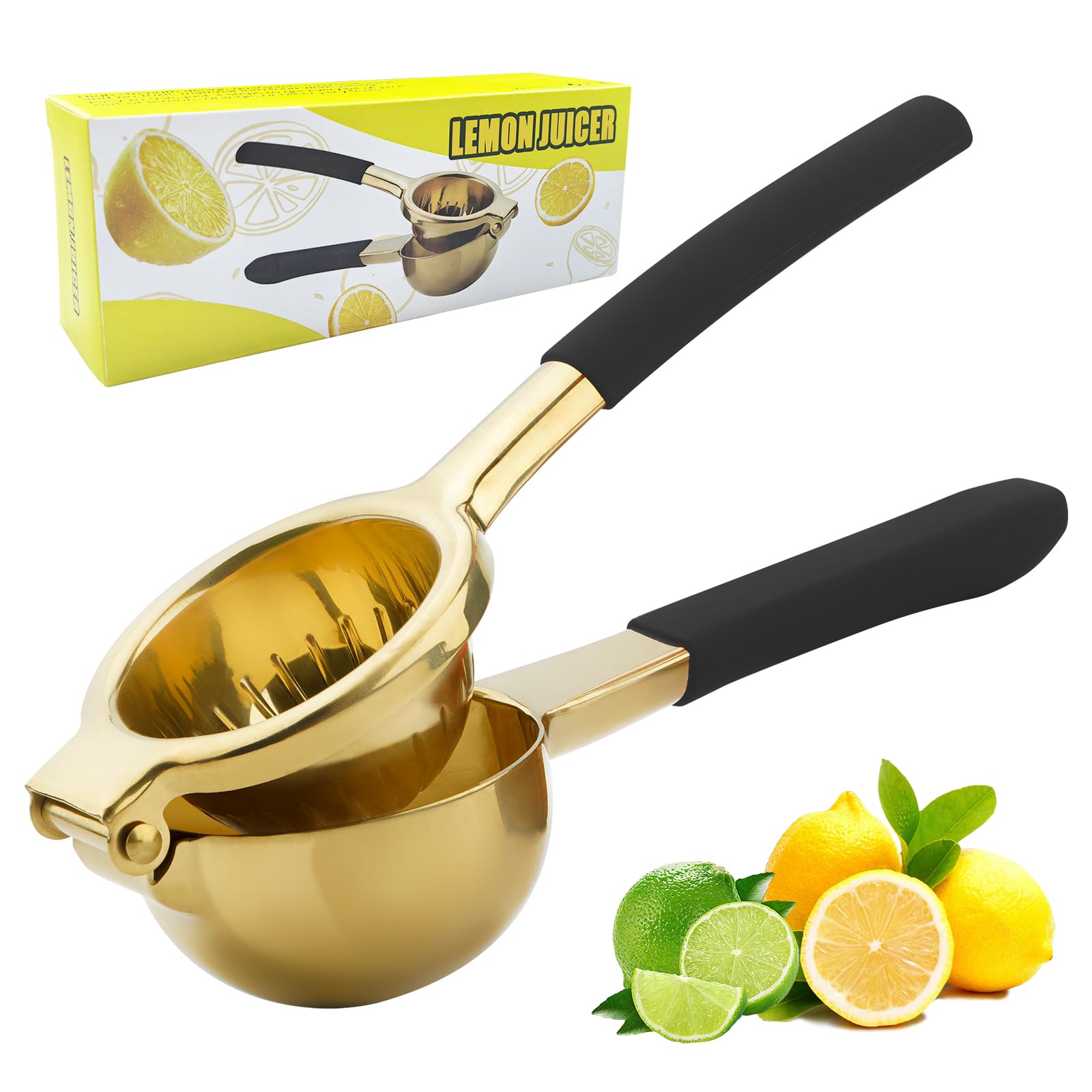 Exprimidor AGIgear de limón en acero inoxidable, diseño duradero para uso diario.
