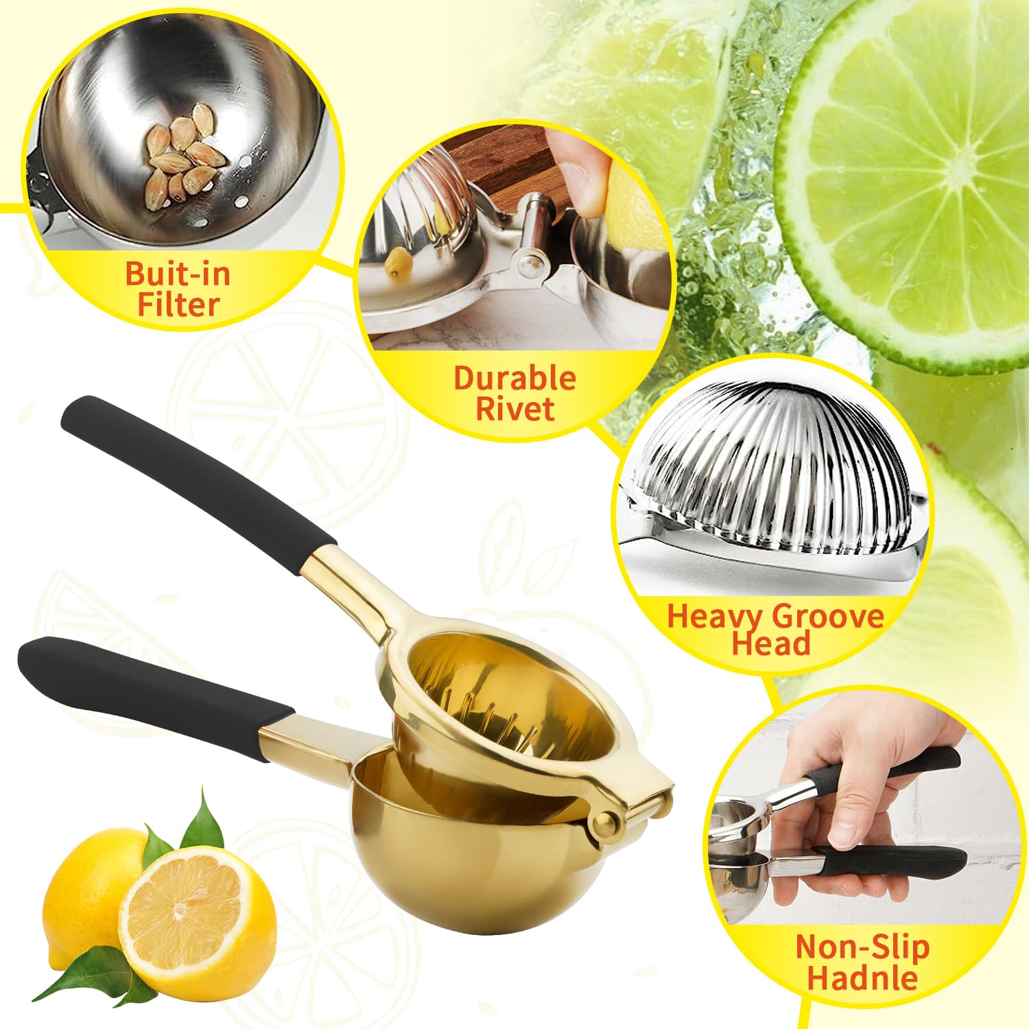 Mango largo ergonómico de AGIgear para prensado cómodo sin fatiga.