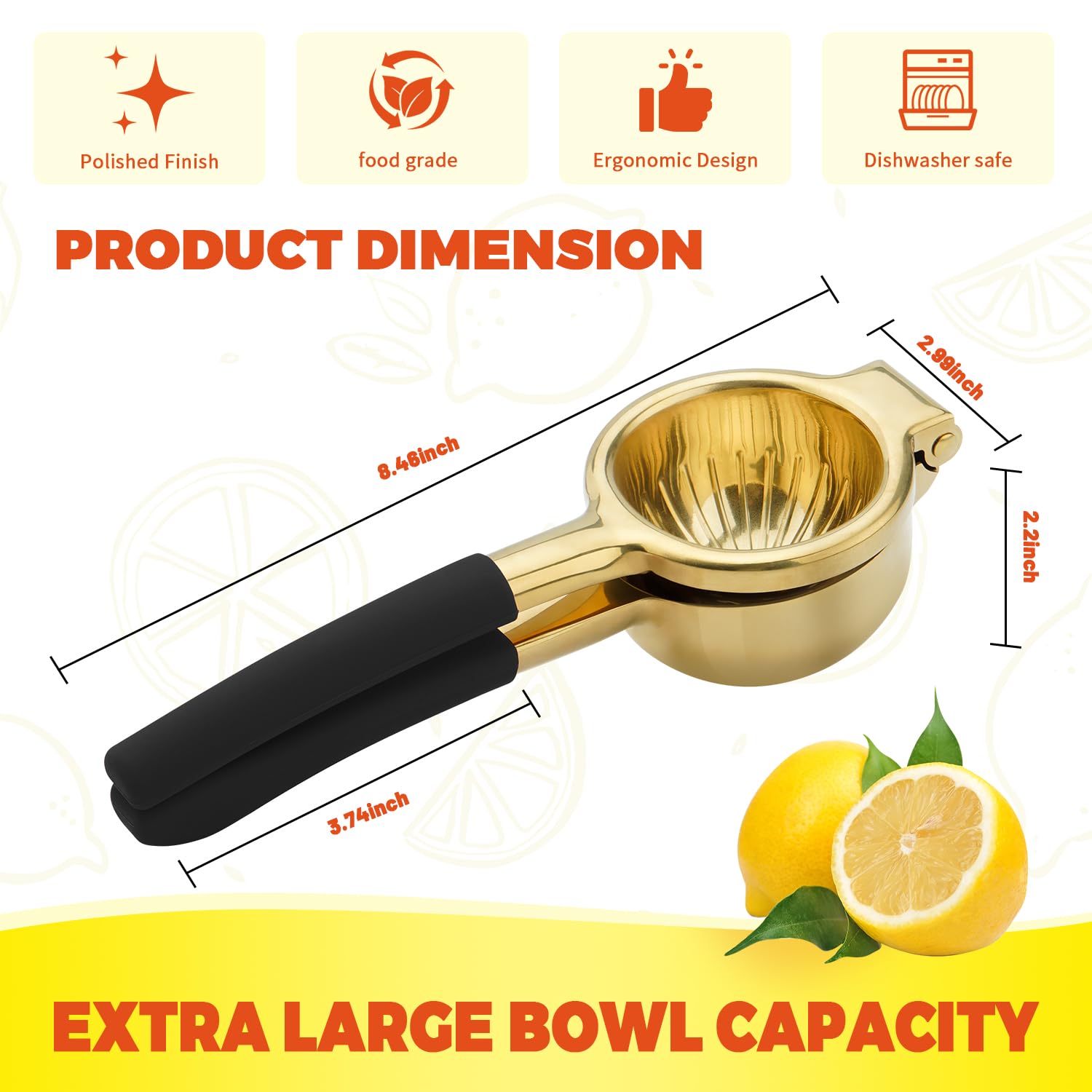 Prensa de cítricos AGIgear, tamaño compacto ideal para limones y limas.