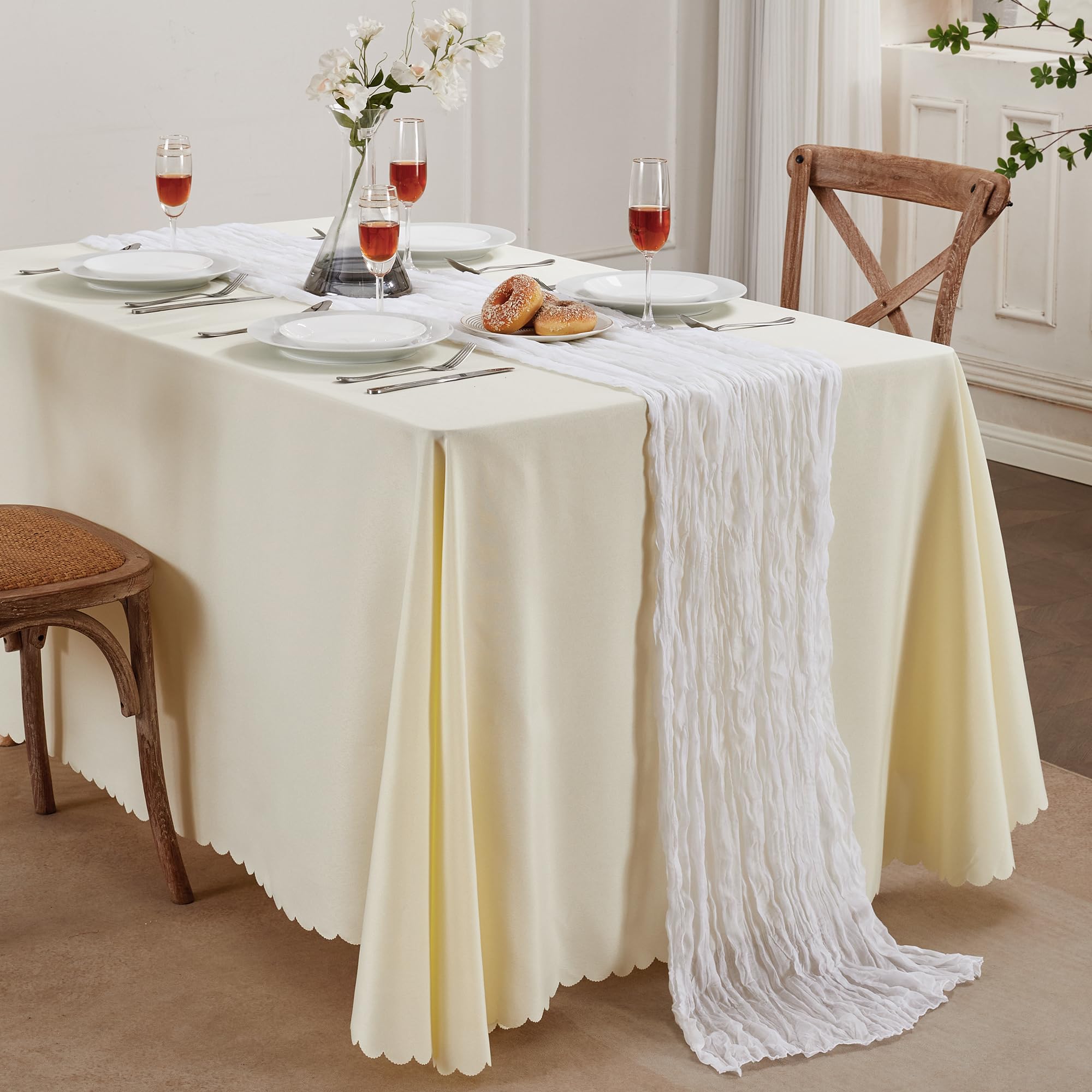 AGIRL mantel gasa blanca, combina con flores y velas.