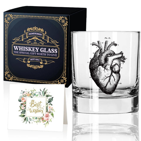 AGMDESIGN vaso de whiskey con anatomía del corazón para regalos temáticos.