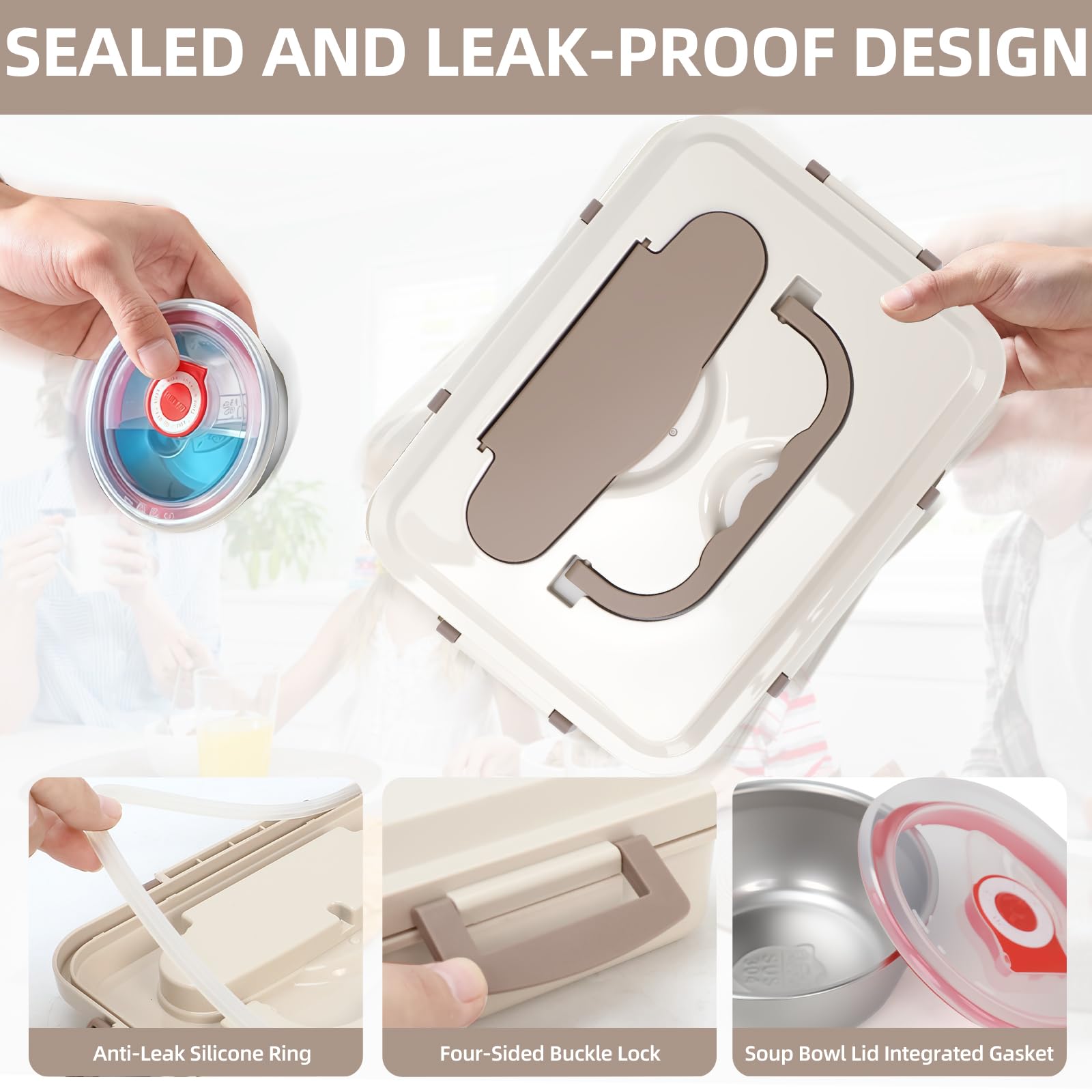 La lonchera AGNDTXR es apta para microondas, ideal para calentar comidas en la oficina.