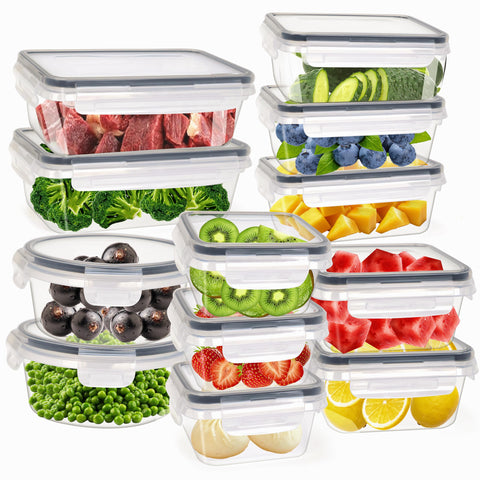 AGNDTXR 24 piezas de recipientes con tapas para almacenar alimentos de forma ordenada.