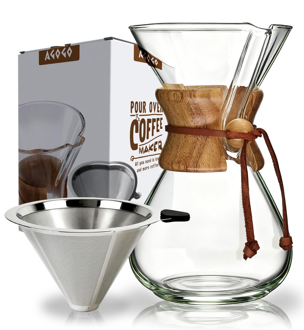 AGOGO cafetera de goteo en cristal para 6 copas, preparación rápida en casa.