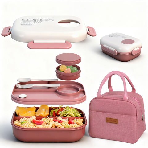 Conjunto AGREON bento con tres compartimentos para comida balanceada