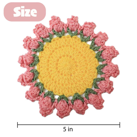 Agromusk detalle-ganchillo flor; resaltan el acabado artesanal y la textura suave