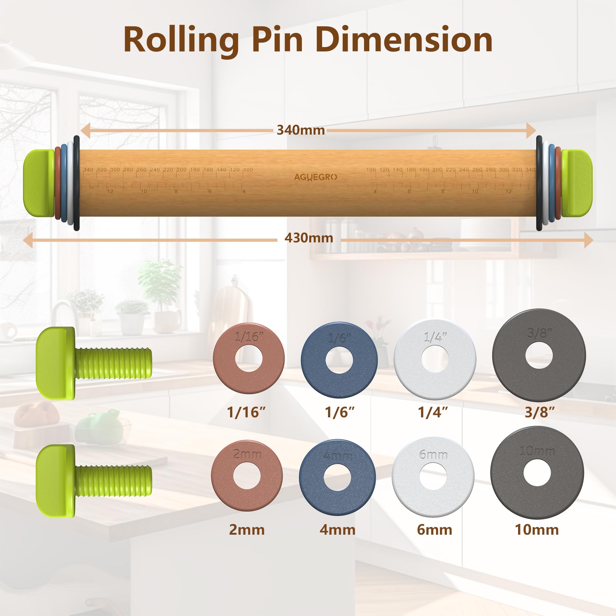 Rodillo Aguegro con grosor 6 mm para bases de tartas y pan