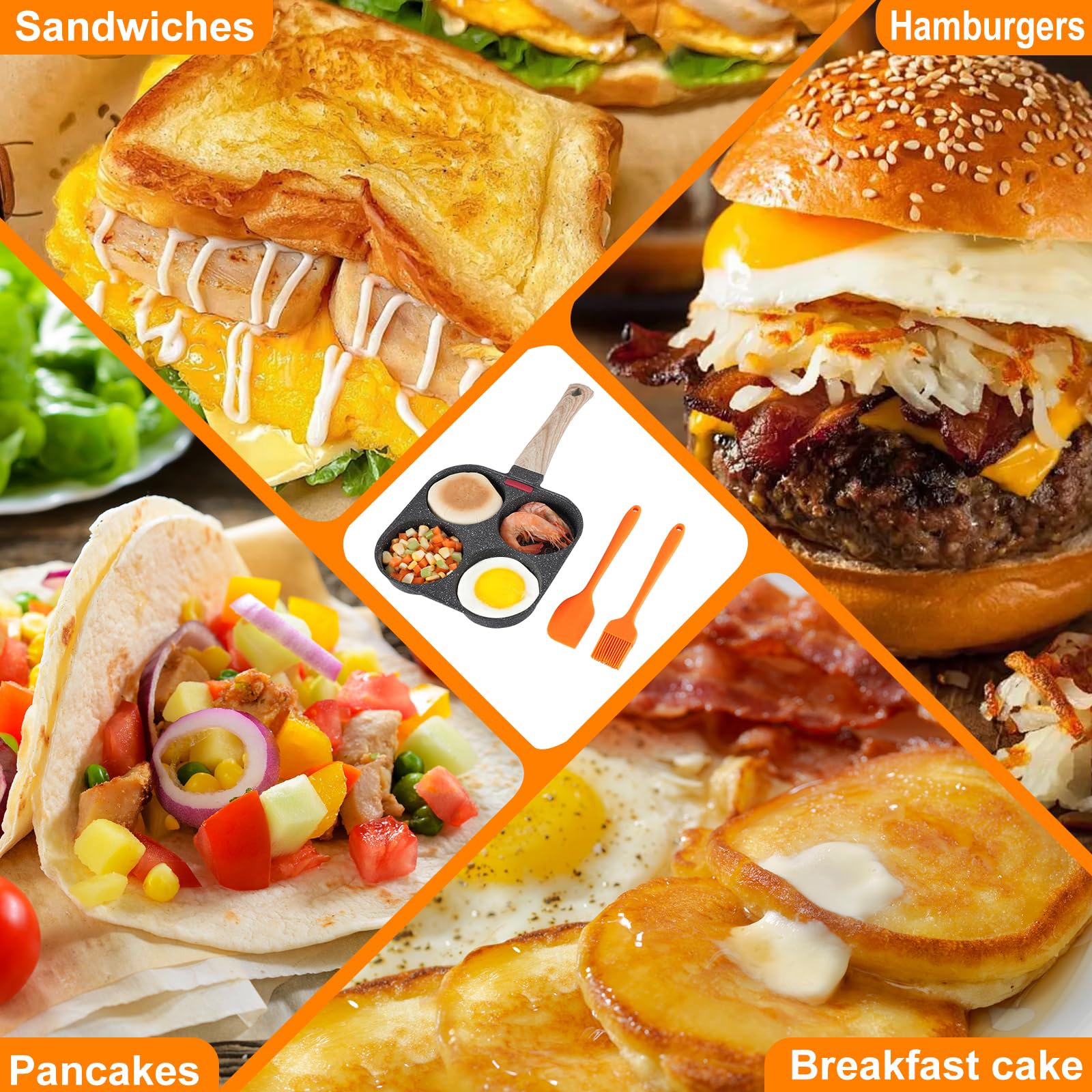 AHFLRITO ideal para huevos, crepes y sándwiches en una sola sartén