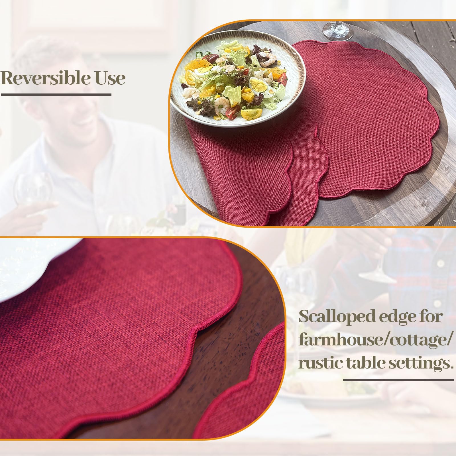 AHHFSMEI manteles burdeos, colores estacionales para combinar con decoración.