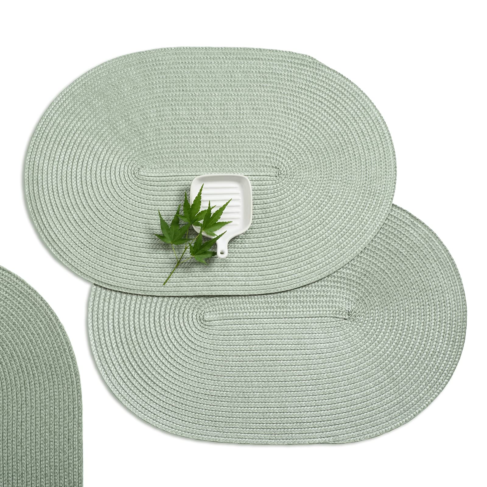 AHHFSMEI manteles individuales set de 6 verde salvia protegen la mesa durante comidas diarias.