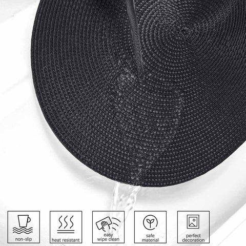 AHHFSMEI mantel negro lavable a mano, fácil cuidado