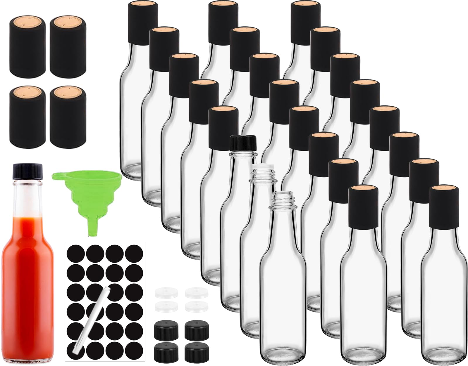 Botellas de vidrio Ahhute de 5oz para salsa, conservación de sabores.