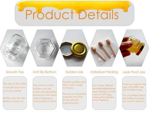 Envase miel hexagonal de Ahhute con tapa, perfecto para regalos