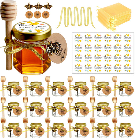 Frascos de miel mini de Ahhute con pala de madera para servir con estilo
