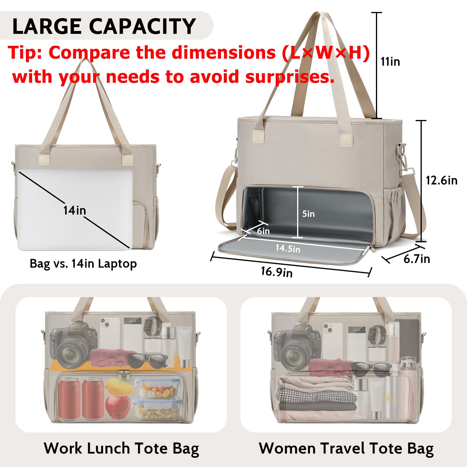 AHHZOOPLL bolsa de almuerzo aislada, ideal para comidas en casa o trabajo.