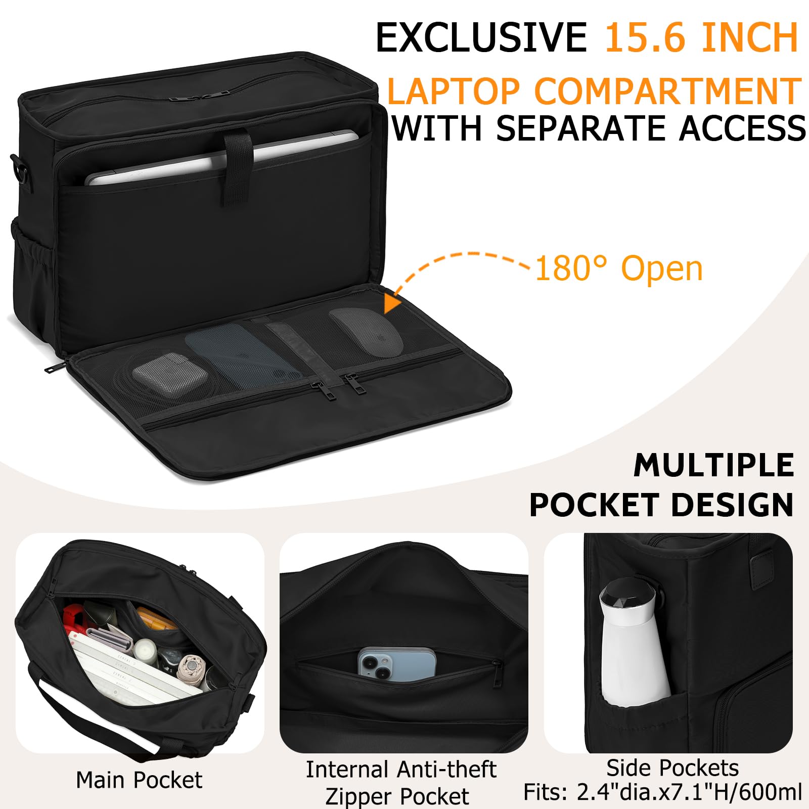 Bolso Lapt op 156 de AHHZOOPLL con compartimento para portátil de 15.6 pulgadas.