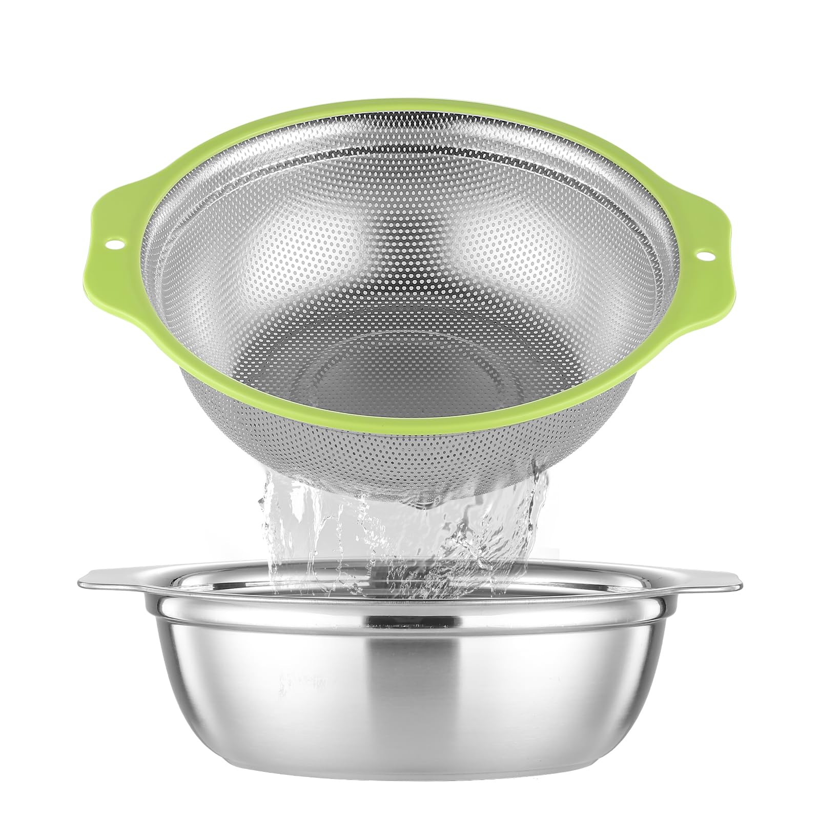 AHIABOAT colador inox microporos 2qt para escurrir arroz con rapidez