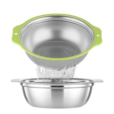 AHIABOAT colador inox microporos 2qt para escurrir arroz con rapidez