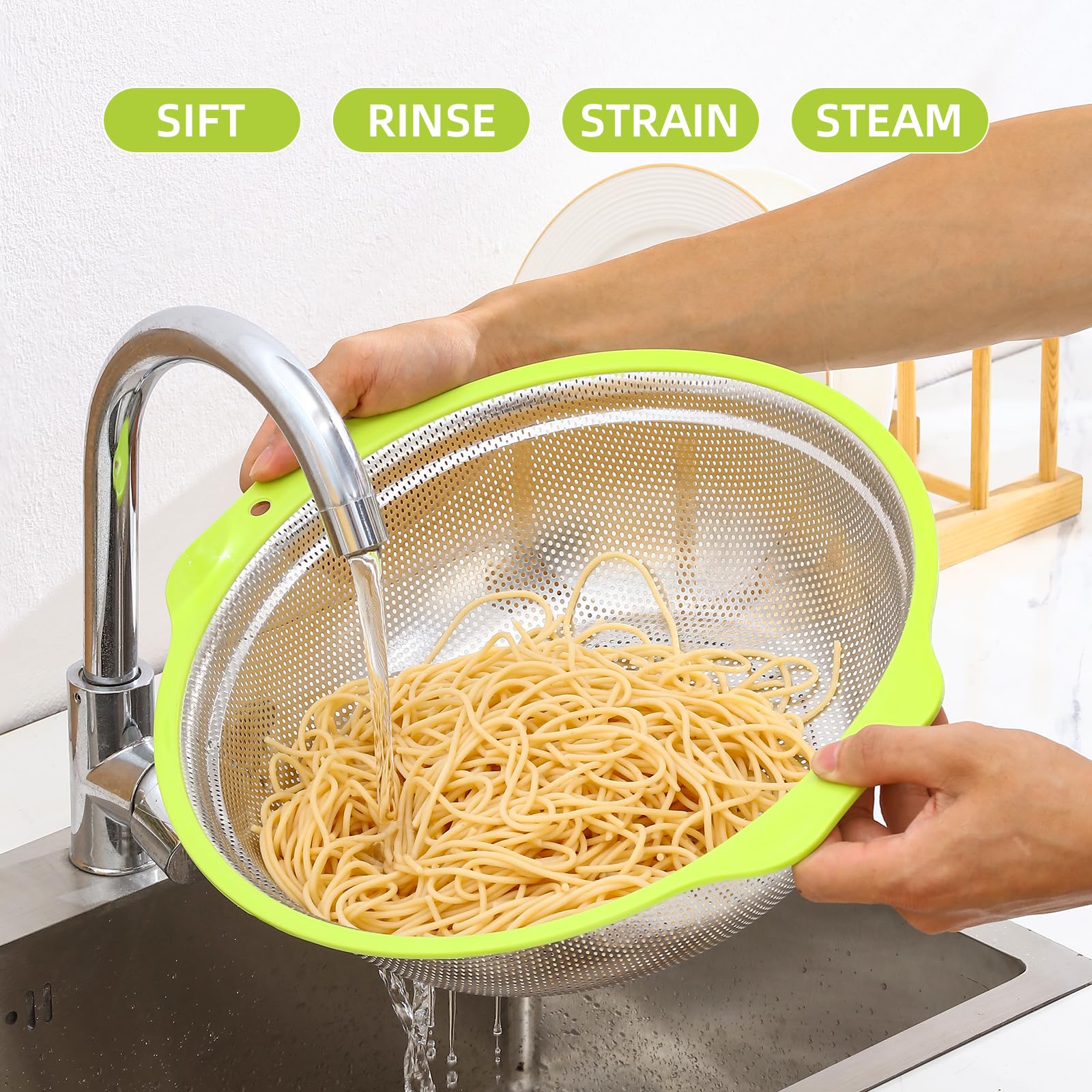 AHIABOAT tazón mezclador inox 8 pulgadas para preparar ingredientes
