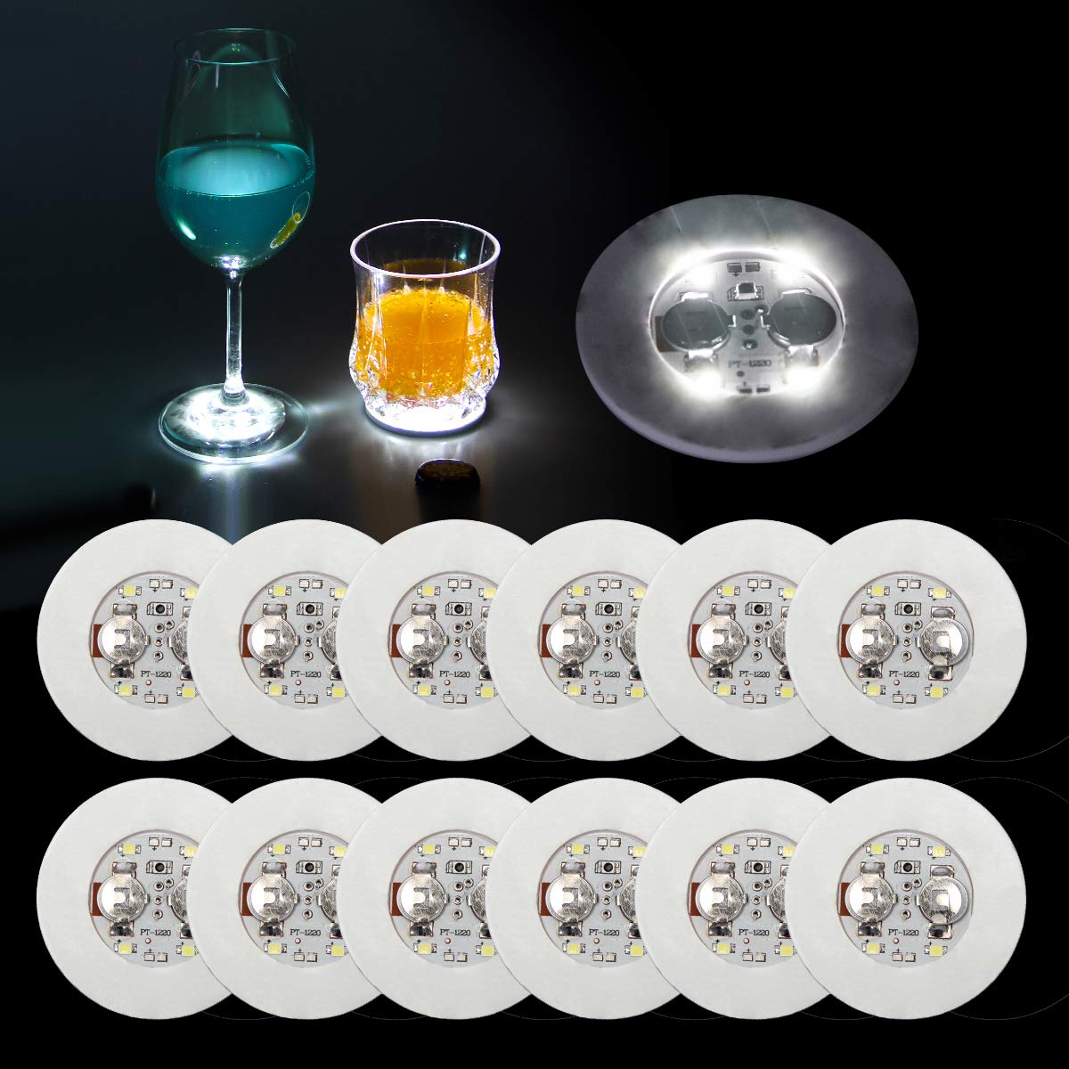 AHIER posavasos luminosos: base de botella iluminada para resaltar bebidas.