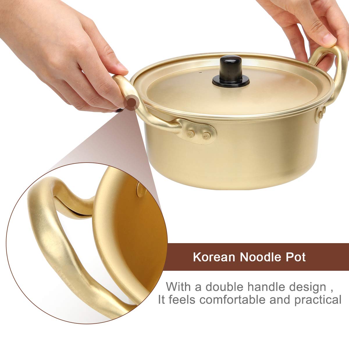 AHIER olla ramen coreano para camping, ligera y fácil de transportar.