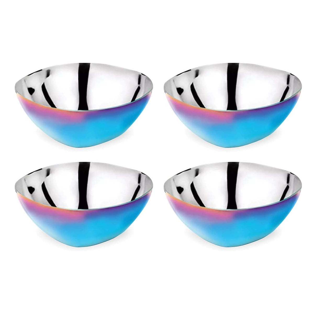 Cuencos Ahimsa para niños en azul, conjunto de 4 para meriendas fáciles.