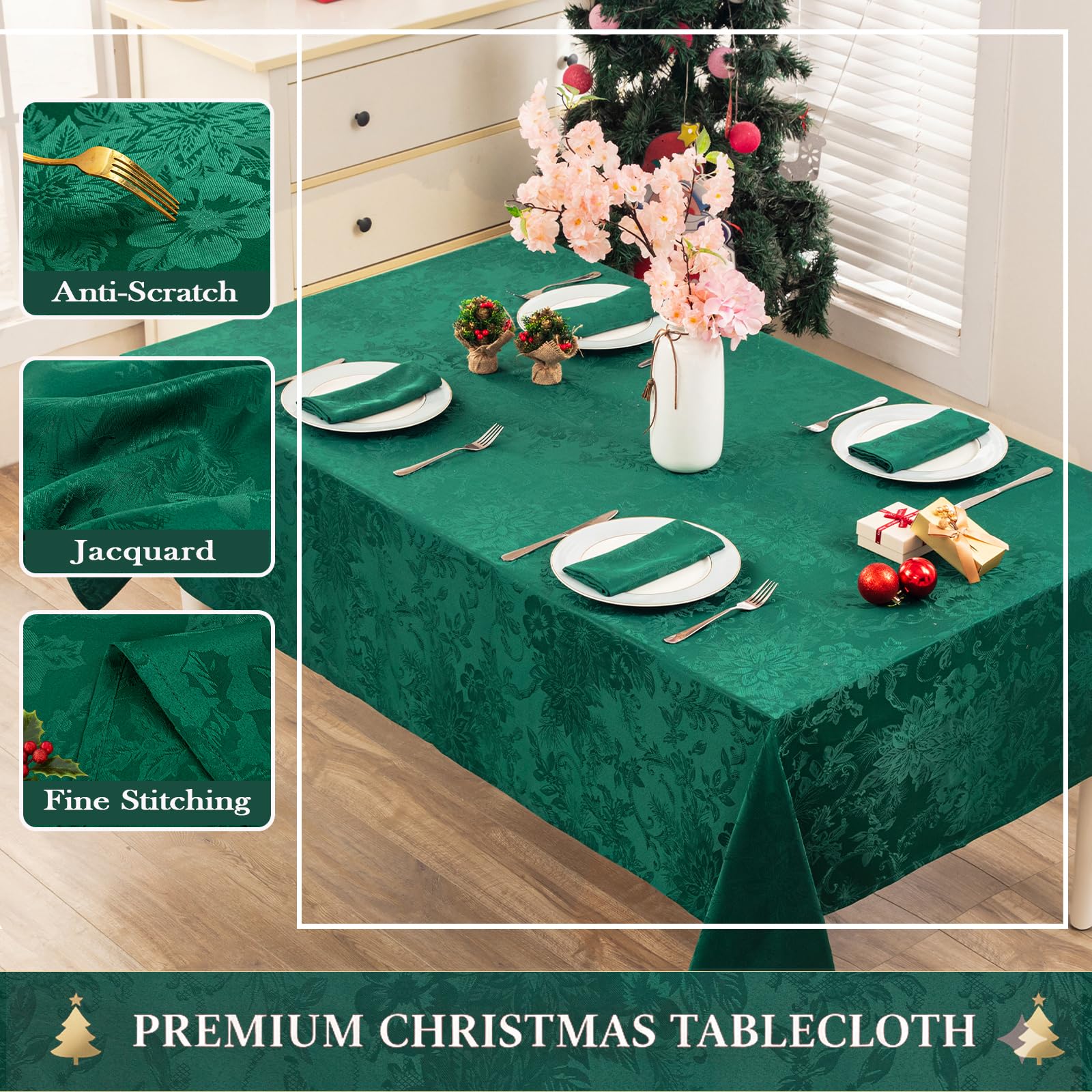 Mantel Ahomuily impermeable, tela jacquard que repele manchas