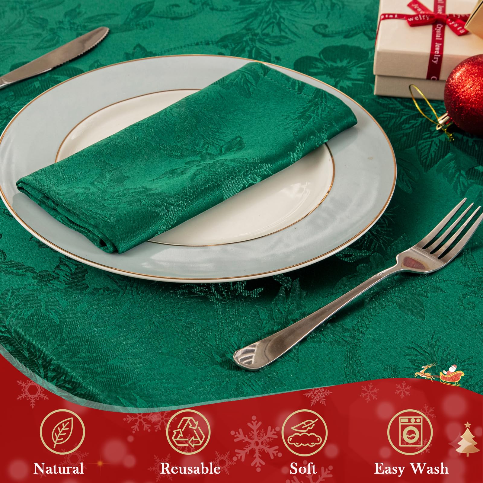 Ahomuily servilletas diseño acebo, toque festivo para comidas