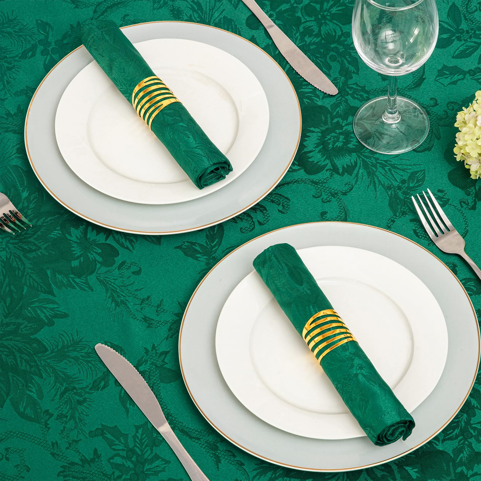 Ahomuily servilletas tejido damasco verde, acabado suave y resistente