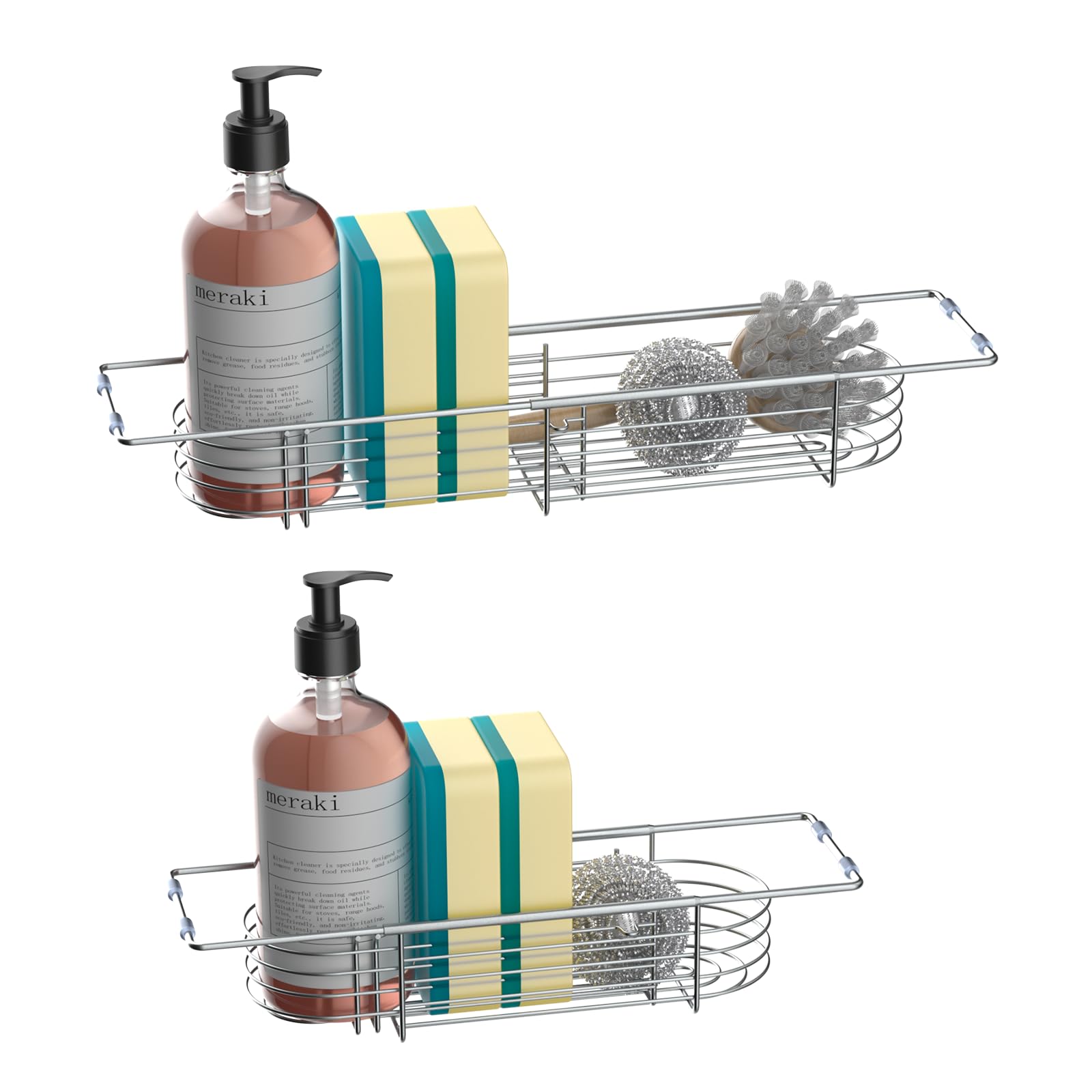 Ahonnpely caddy fregadero extensible para esponjas y botellas, práctico y estable