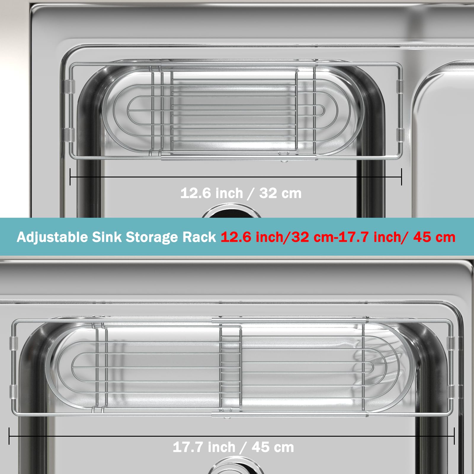 Ahonnpely caddy fregadero con ajuste extensible para diferentes fregaderos