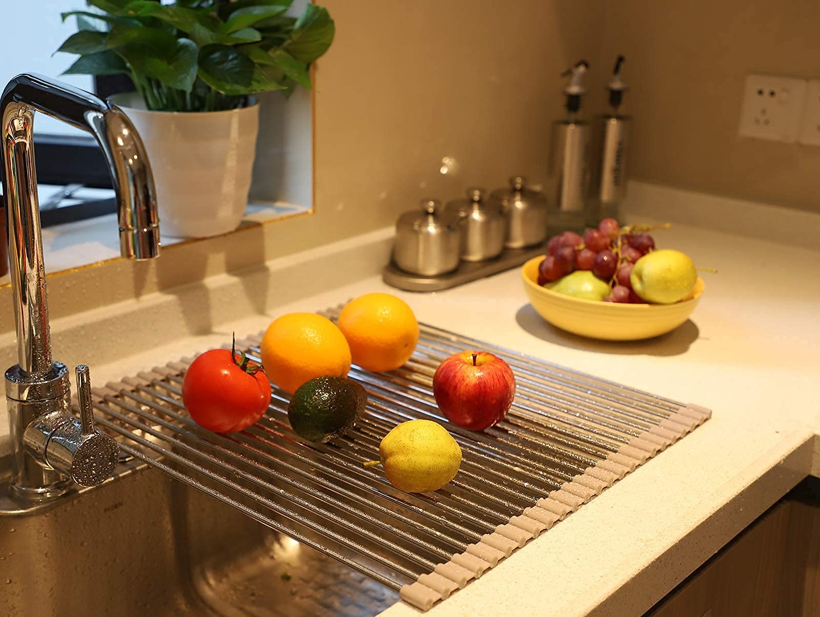 Ahyuan rack enrollable para almacenamiento compacto en cocina