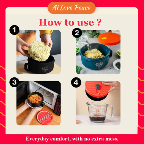 AI LOVE PEACE: uso múltiple para ramen, sopa, pasta o pho.