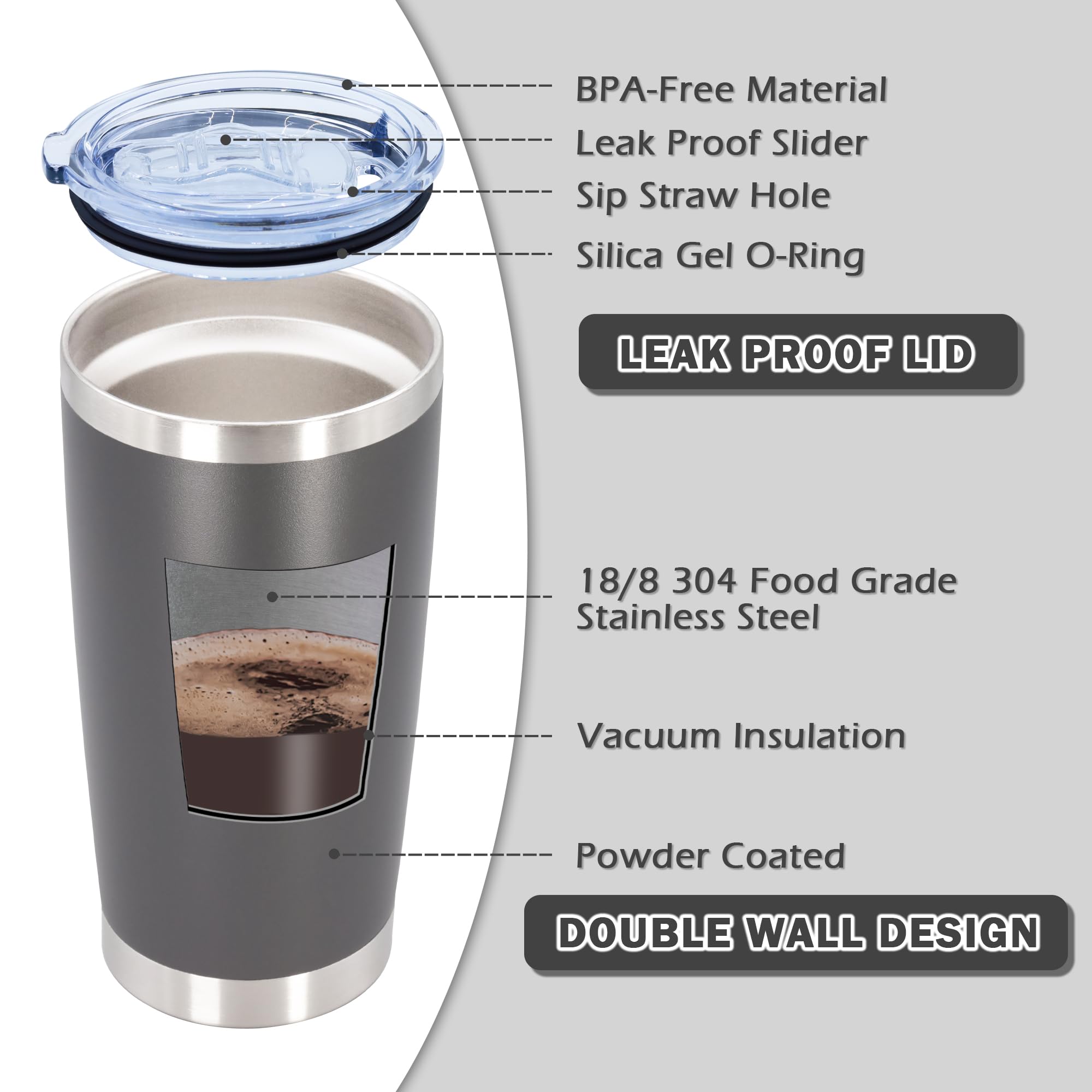 AIANJI 590ml tumbler anti huellas con doble agarre para mayor seguridad.