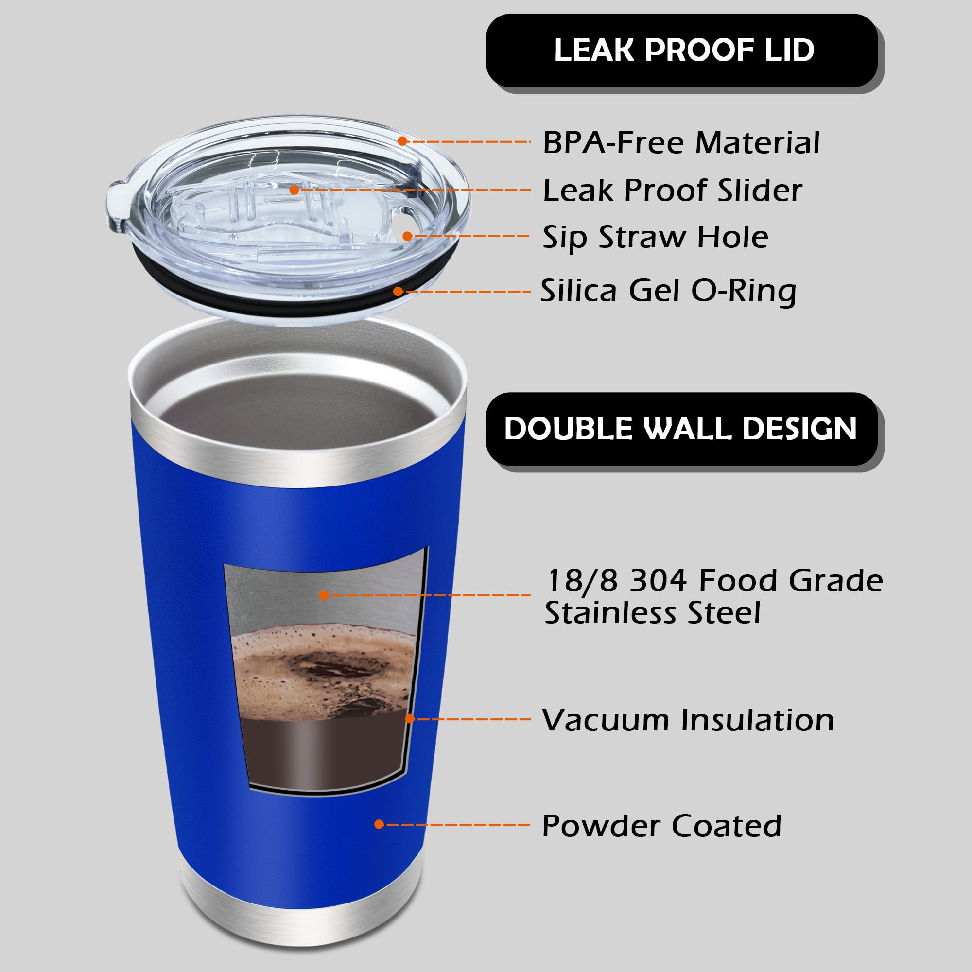 AIANJI vaso acero inoxidable 304, duradero para uso diario