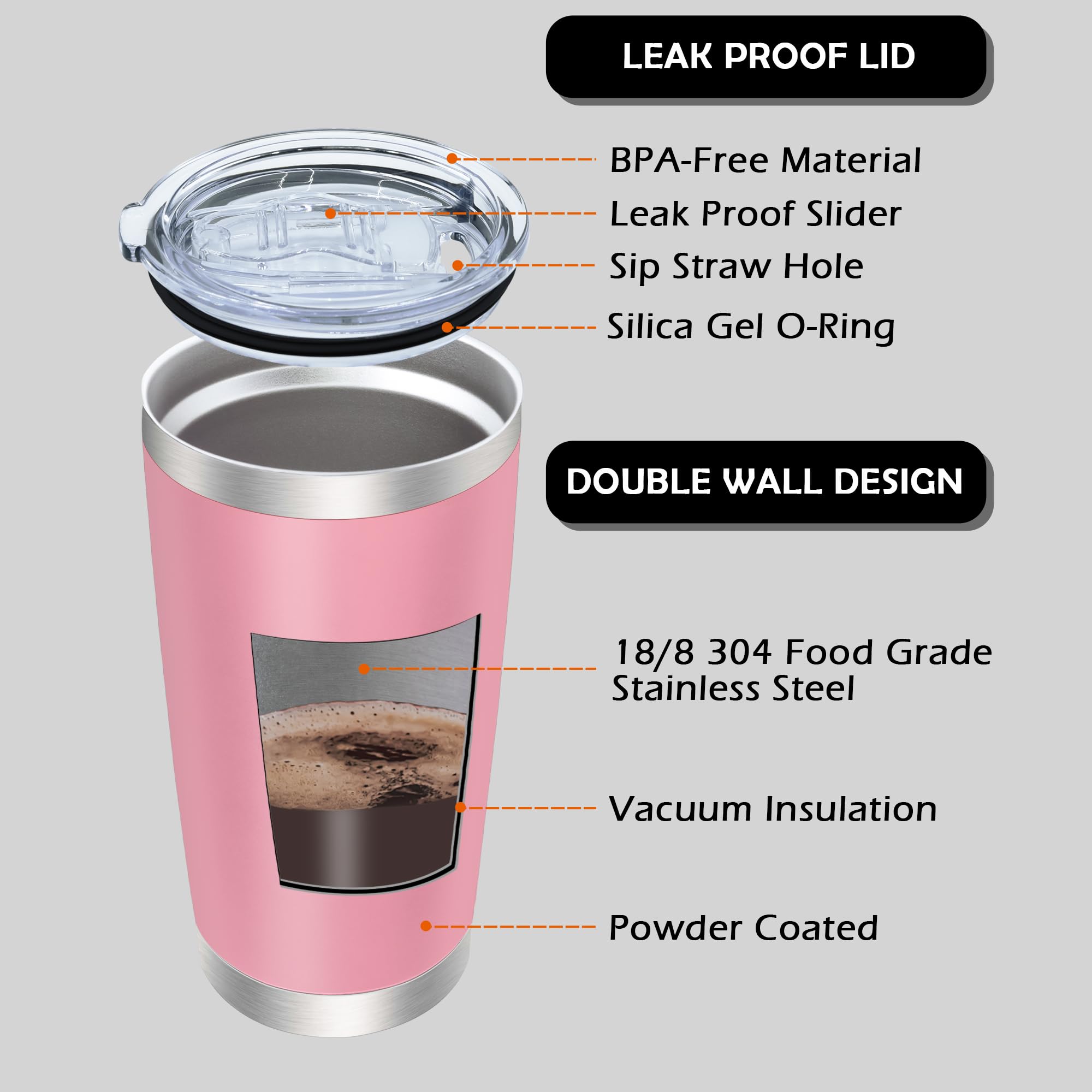 AIANJI vaso térmico 20 onzas, interior de acero 304: mantiene el sabor sin transferir olores.