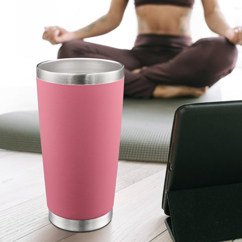 AIANJI vaso térmico 20 onzas rosa, exterior en polvo: agarre cómodo durante el día.