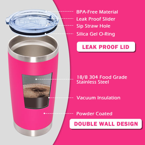 AIANJI vaso 20oz rosado, capacidad útil para llevar tu café o bebida fría.