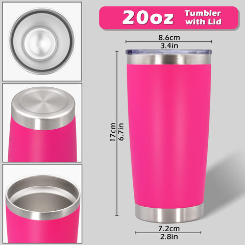 AIANJI vaso termico 20oz rosado, doble pared aislado para mantener bebidas calientes o frías.