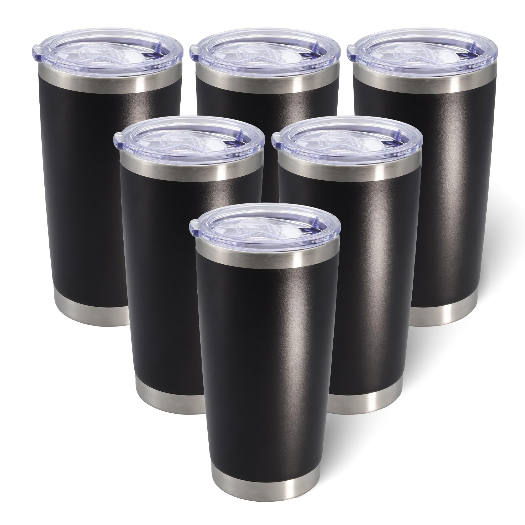 AIANJI vaso termico 20 oz con tapa acero inoxidable negro, ideal para viaje diario