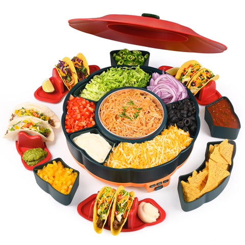La barra de tacos AIBAOLAO con rotación 360 facilita el servicio en reuniones.