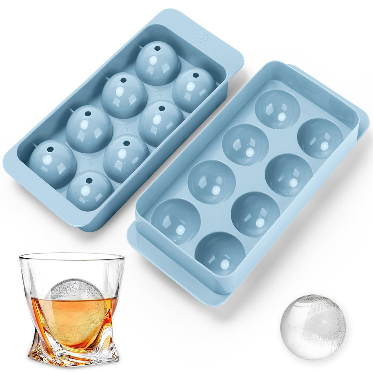 Aibirui molde de hielo redondo para 8 bolas, ideal para enfriar whisky