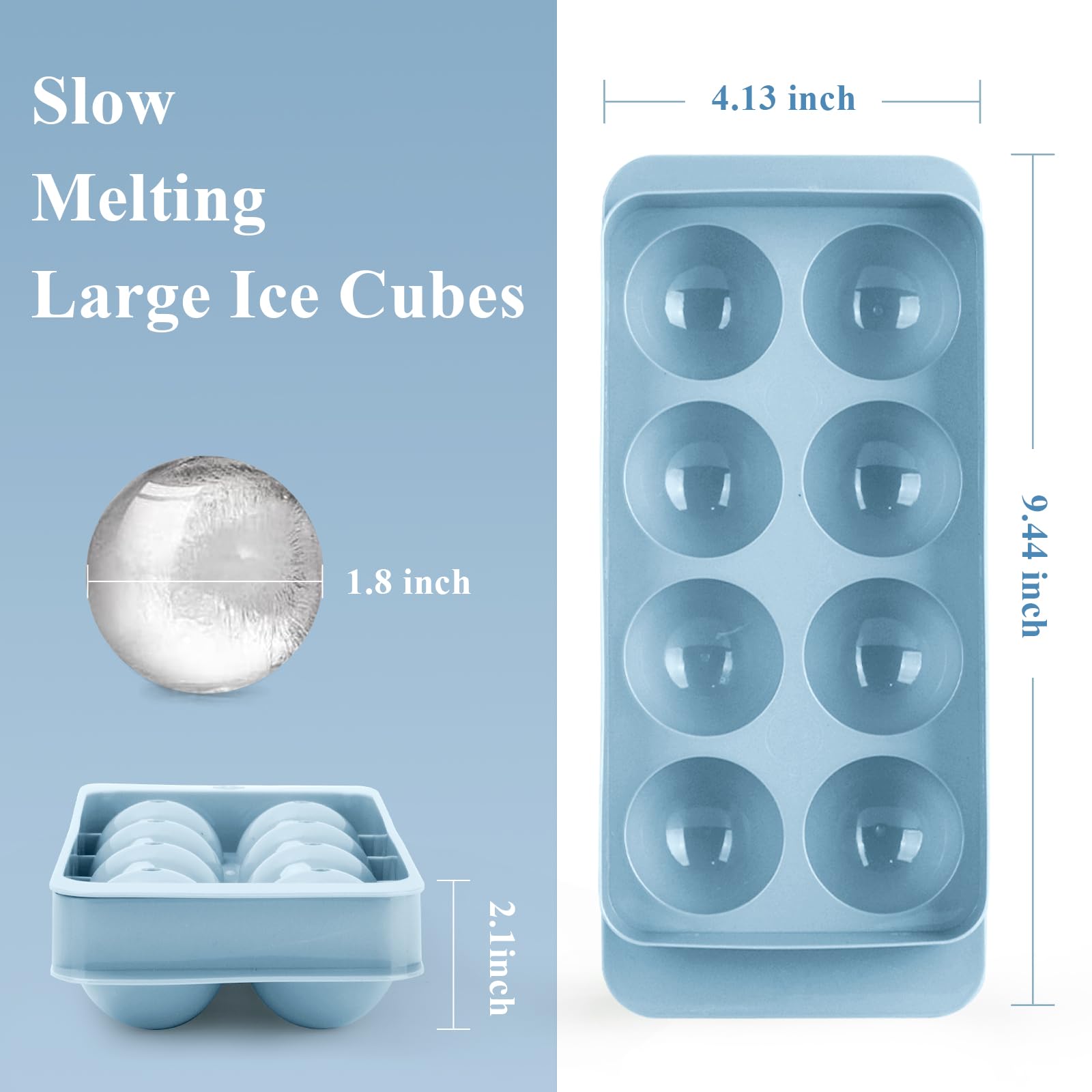 Aibirui molde hielo redondo con tapa hermética para almacenamiento
